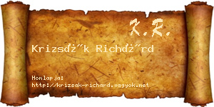 Krizsák Richárd névjegykártya